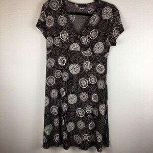 Pure Zone  Maternity Dress Brown & White Baby Doll Style Size M